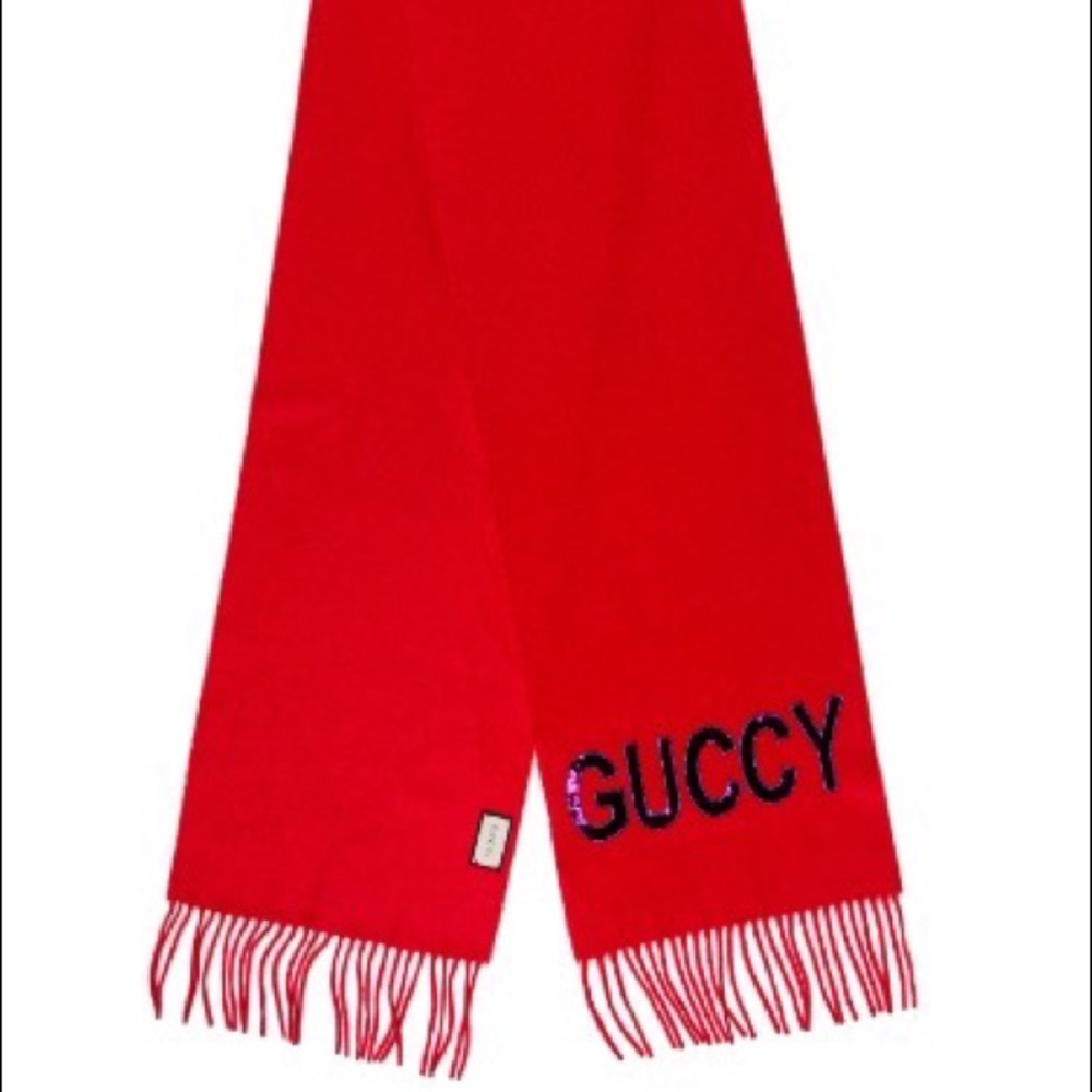 Gucci - Guccy Embellished Silk Scarf
